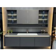 J173 Тумба с раковиной и зеркальный шкаф со складной конструкцией